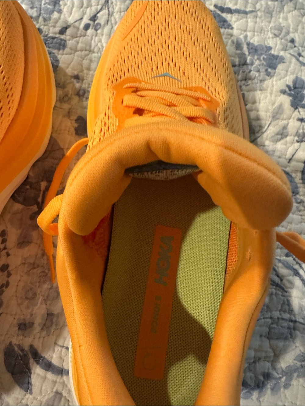 Hoka Orange Athletic Running Shoes with Light Blue Logo - Picture 8 of 9